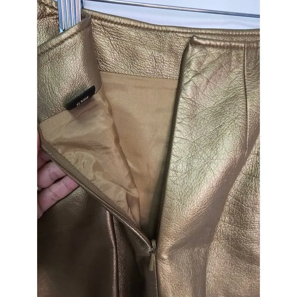 Dana Buchman faux leather Golden Skirt 2 Petite